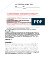 Take Home Final Exam Answer Sheet: Professor: Dr. Erman COSKUN Name: Class: EMB 2020 Student ID: Class: QM 511 Date