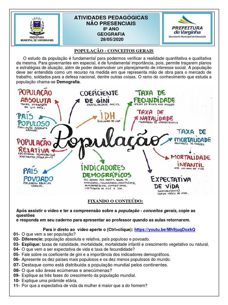 AULA 2 GEOGRAFIA 8º ANO Populacao | PDF | População mundial | Fome