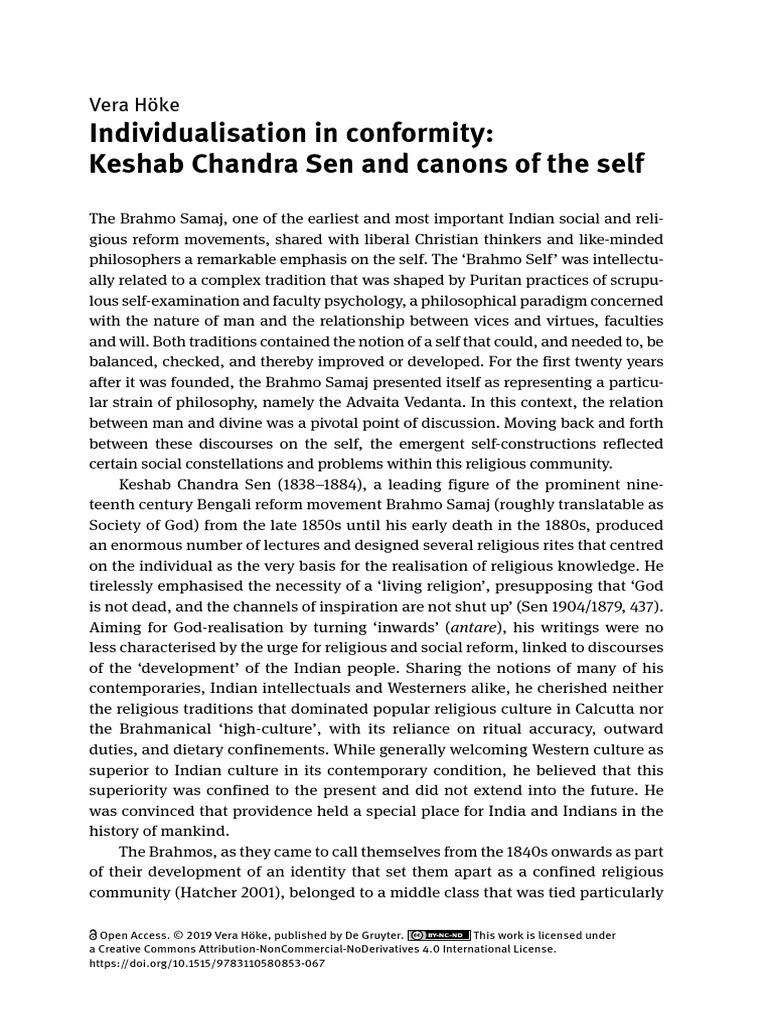 Individualisation in Conformity: Keshab Chandra Sen and Canons of The ...