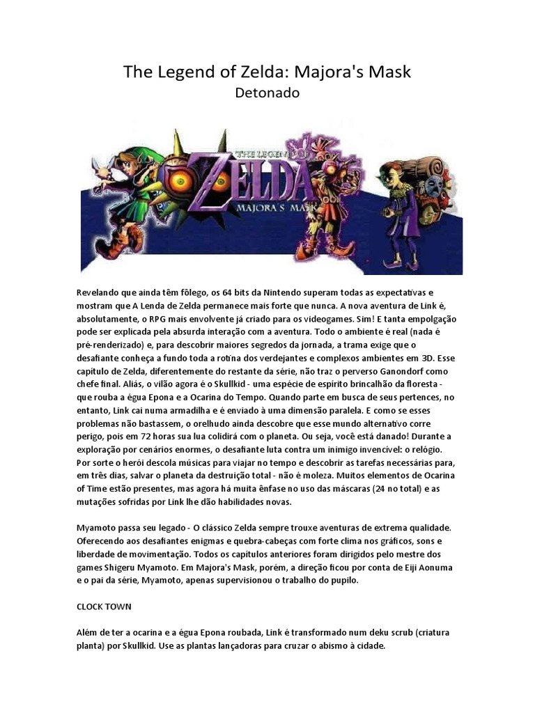 The Legend of Zelda Majora's Mask - Detonado, PDF, Mitologia artificial