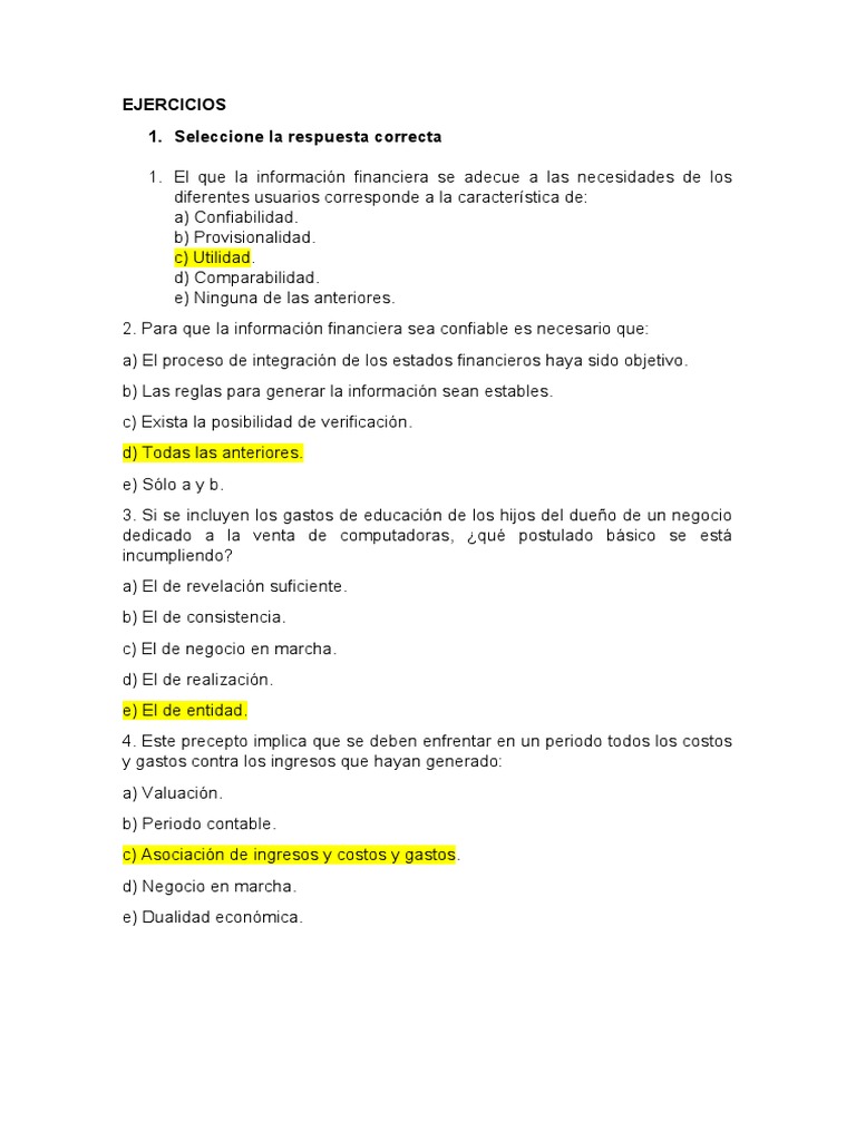 Ejercicios | PDF | Contabilidad | Estado financiero