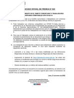 Comunicado oficial de prensa N° 822