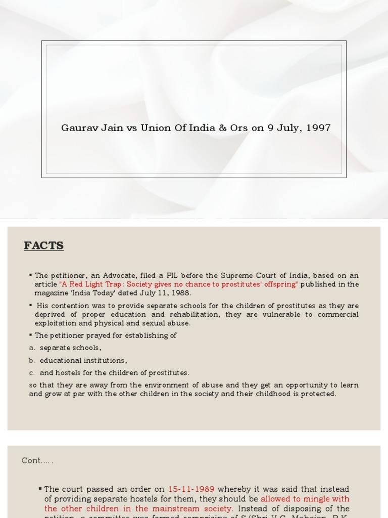Gaurav Jain Vs Union of India Case Study PDF Rehabilitation