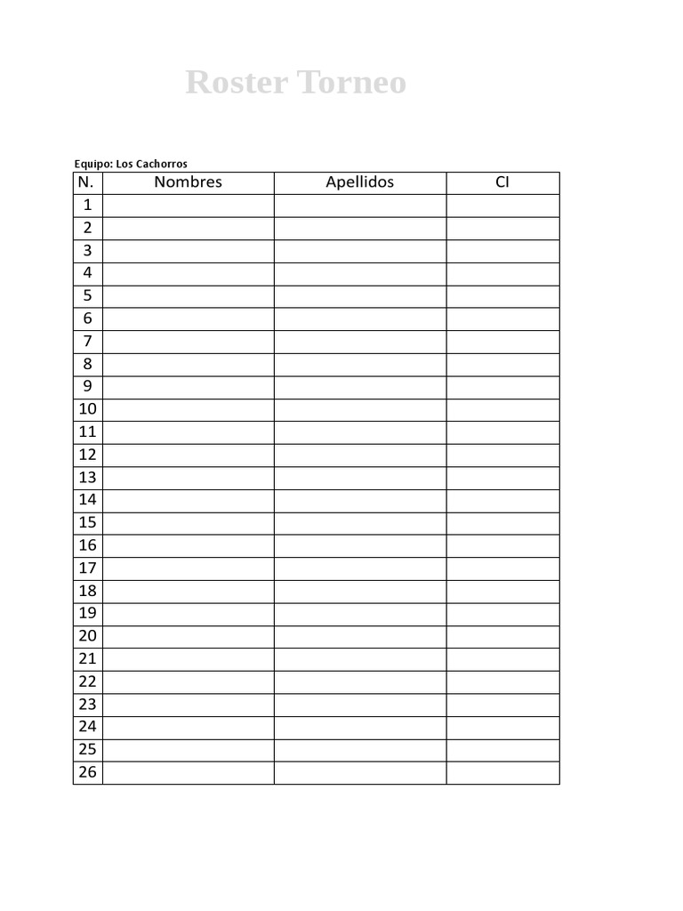 Roster Softball | PDF