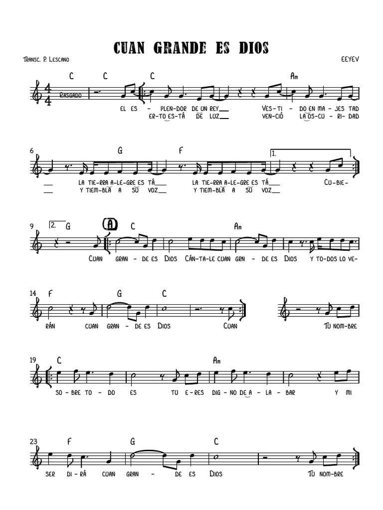 Cuan Grande Es Dios EEYEV Partitura Completa PDF