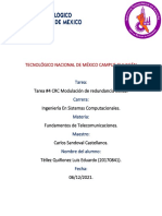 Tecnológico Nacional de México Campus Culiacán: Tarea #4 CRC Modulación de Redundancia Cíclica