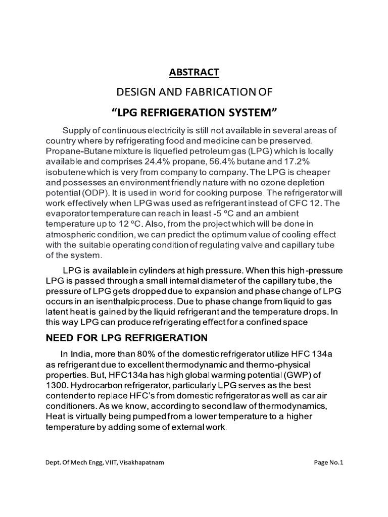 LPG Refrigerator Abstract PDF