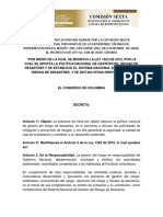 Texto Aprobado 1er Debate Pl 108 2020c Gestion Del Riesgo de Desastres