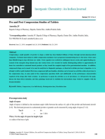 Inorganic Chemistry: An Indian Journal: Pre and Post Compression Studies of Tablets