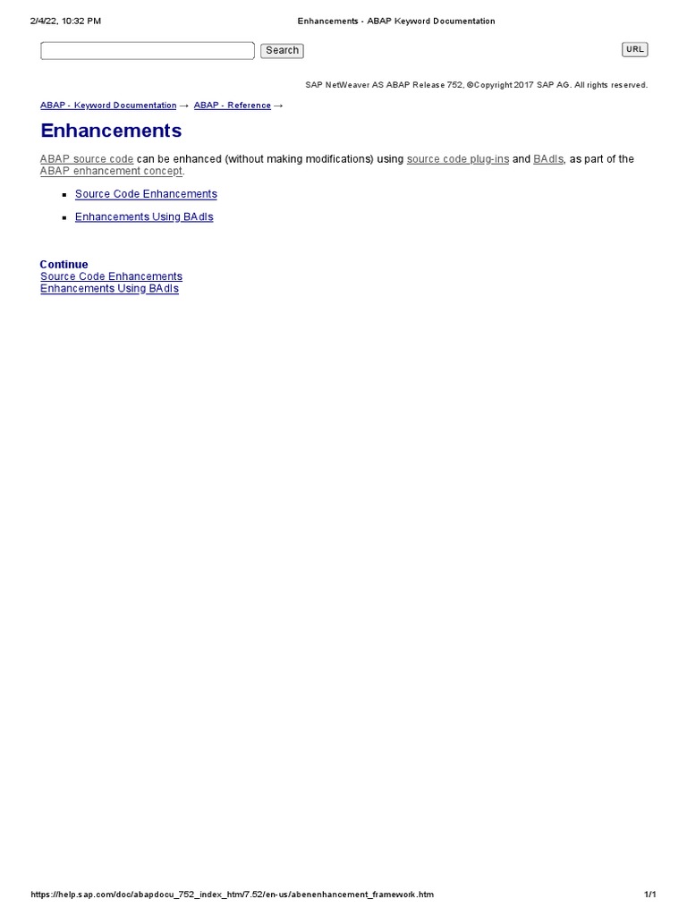 Enhancements ABAP Keyword Documentation PDF