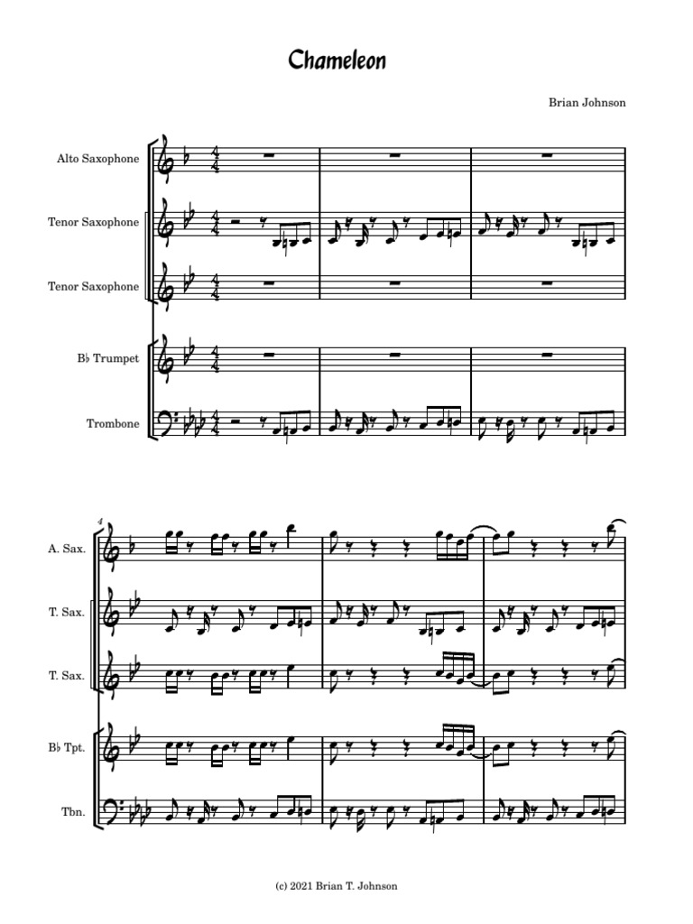 Chameleon Lead Sheet PDF Tenor Saxophone Performing Arts