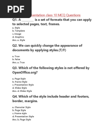 Digital Documentation Class 10 MCQ Questions