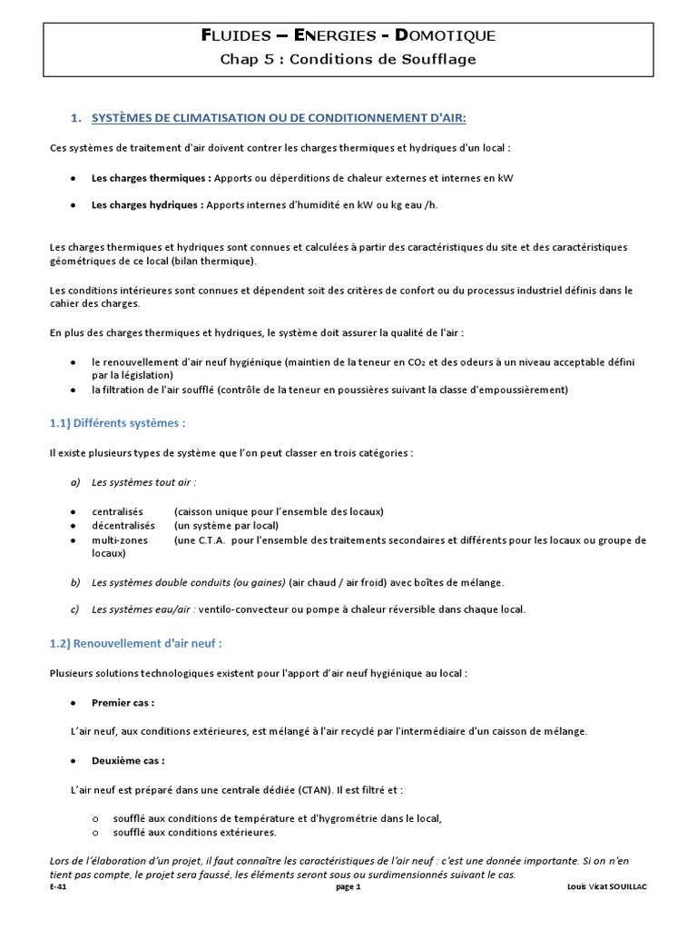 Température de Soufflage en Climatisation PDF Climatisation — free download