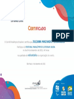 Certificado - Festival Paralímpico 2021 - Juliana Machado