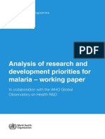 Malaria RD Priorities Working Paper