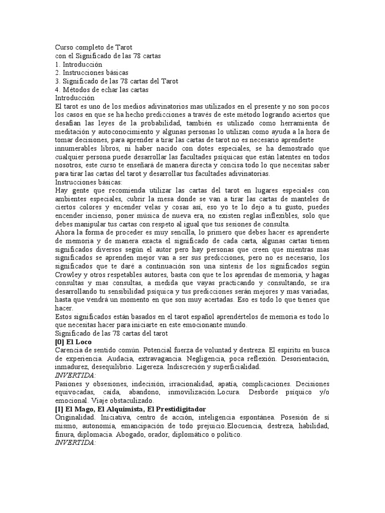 Curso Completo de Tarot y Significados | PDF | Tarot | Amor