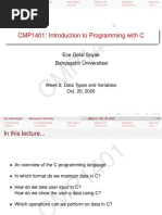 CMP1401: Introduction To Programming With C: Ece Gelal Soyak Bahc Es Ehir Universitesi