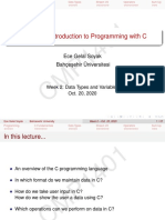 CMP1401: Introduction To Programming With C: Ece Gelal Soyak Bahc Es Ehir Universitesi