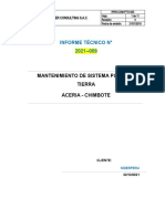 Informe - Tecnico - 2021 - 009 - Serv. Mantenimiento de Sistema Puesta A Tierra