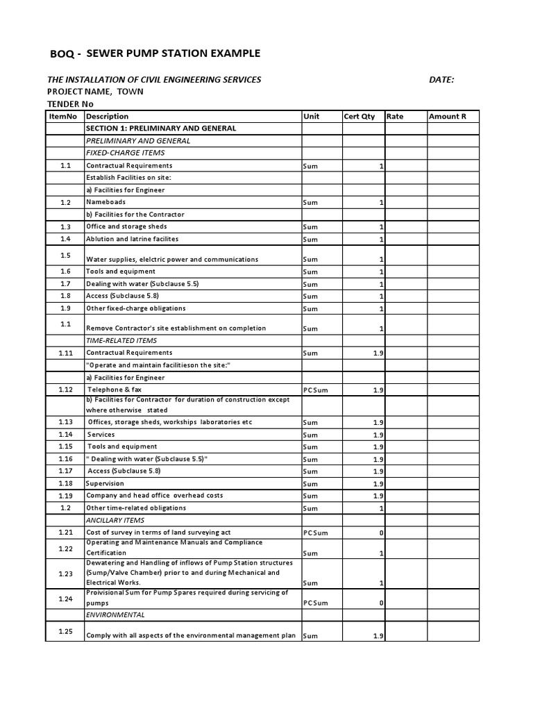 Example BOQ 2 | PDF | Pump | Pumping Station