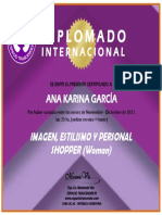 Certificado Diplomado en Imagen - by Espacio Trascender A Ana Karina García