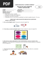 Unidad Educativa "Alfredo Cisneros" English Test First Quimestre SCHOOL YEAR 2021-2022