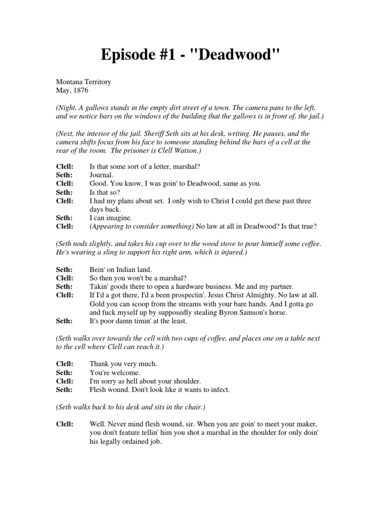 Deadwood (Seasons 1-3) Script | PDF | Wild Bill Hickok