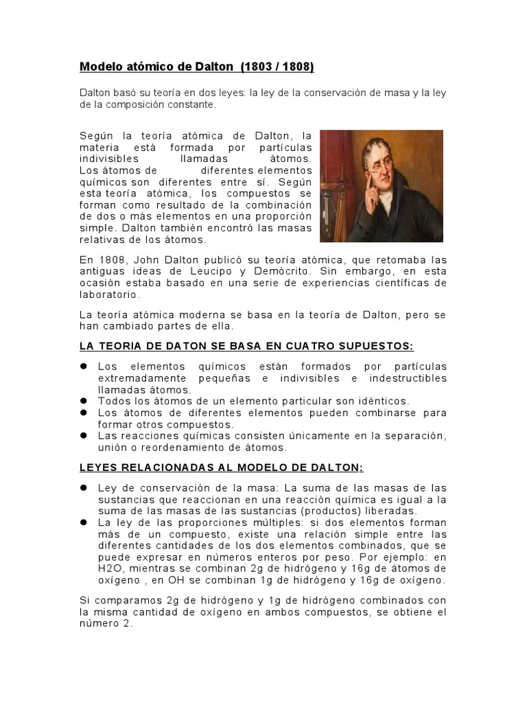 Modelo Atómico de Dalton | PDF | Átomos | Química