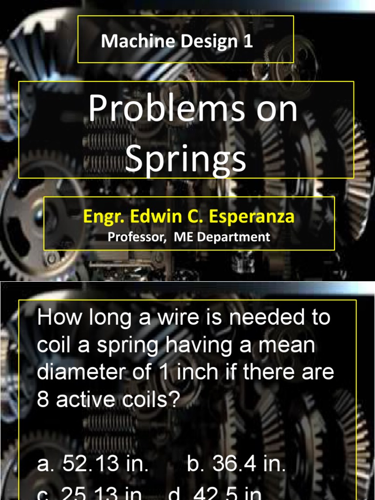 Machine Design 1: Problems On Springs | Download Free PDF | Mechanical ...