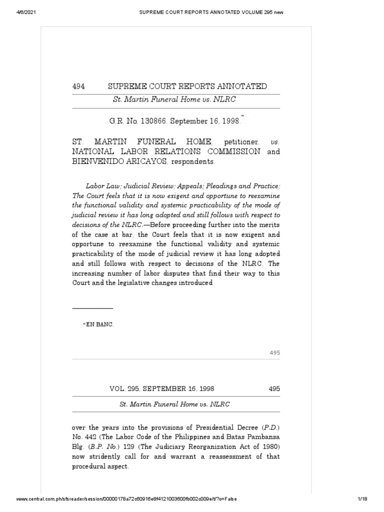 St. Martin Funeral Home vs. NLRC, G.R. No. 130866, Sept. 16, 1998 PDF