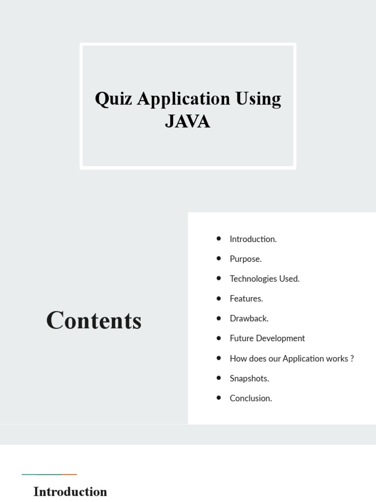 Quiz Application Using JAVA | PDF | Java (Programming Language ...