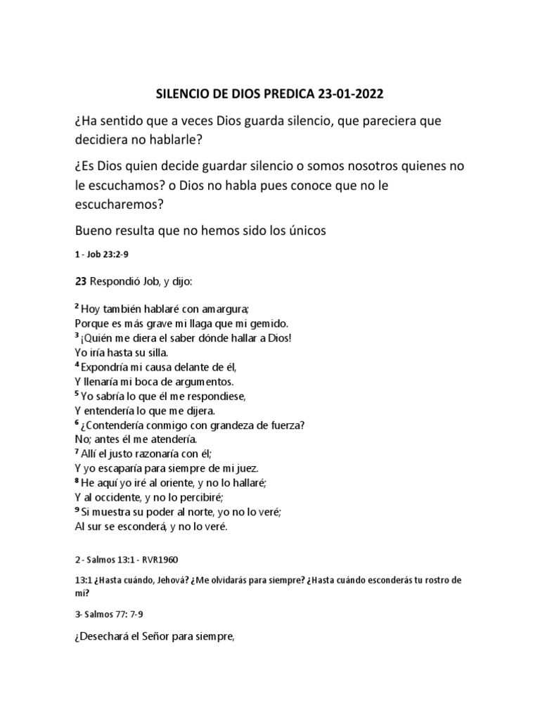 Reflexiones sobre el Silencio de Dios | PDF | Dios | Jesús