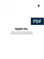 Apple Inc.: Notice of 2022 Annual Meeting of Shareholders and Proxy Statement