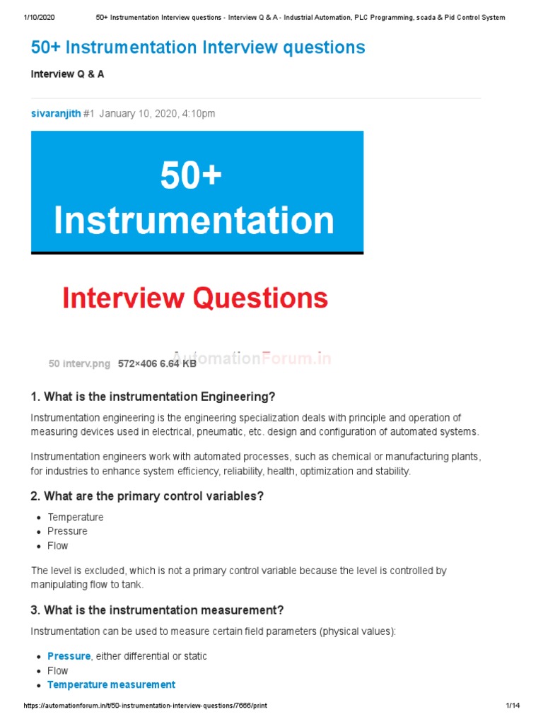50+ Instrumentation Interview Questions 1 January 10, 2020, 410pm