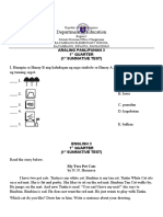 Department of Education: Araling Panlipunan 3 1 Quarter (1 Summative Test)