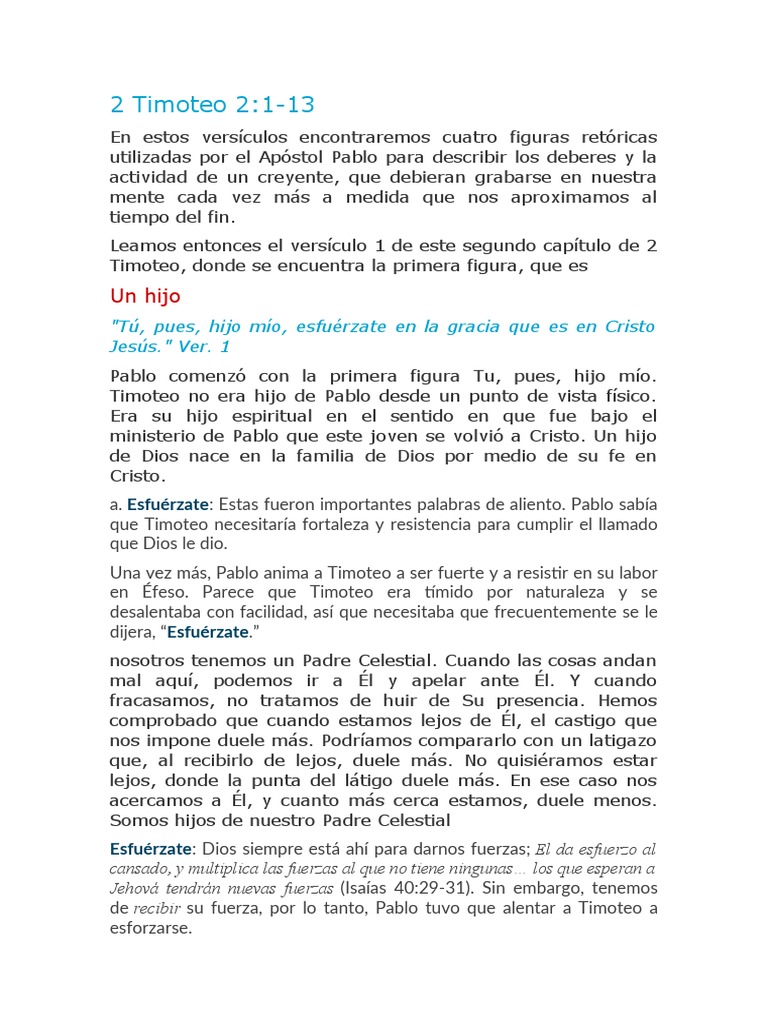 Figuras Retóricas en 2 Timoteo 2:1-13 | PDF | Pablo el apóstol | Jesús
