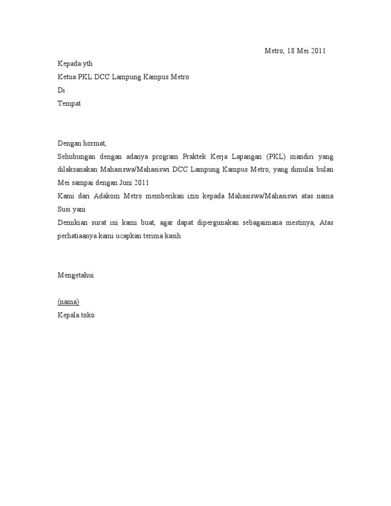 Surat balasan pkl