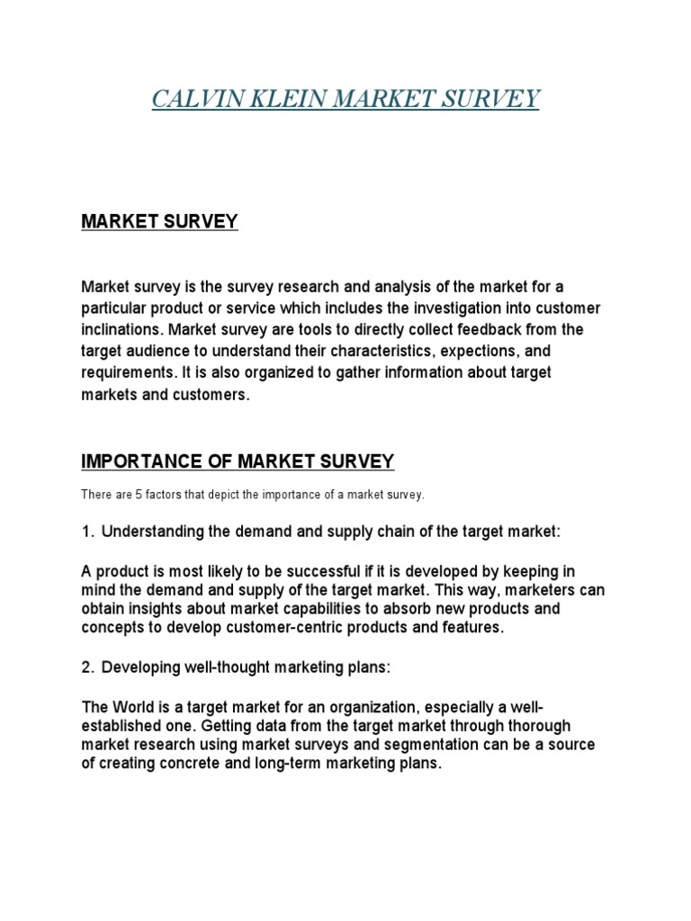 Calvin Klein Market Survey, PDF, Brand