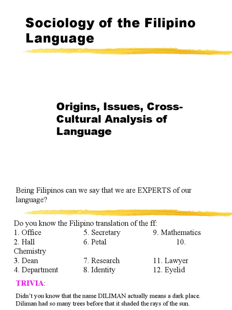 Filipino Language and Its Nuances | PDF | English Language | Semantics