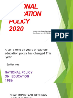National Education Policy 2020: Name:-Harshwardhan Sharma Enrollment No.: - 01250118119