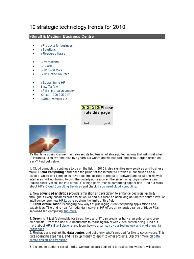 10 Strategic Technology Trends For 2010 | PDF | Hewlett Packard | Cloud ...