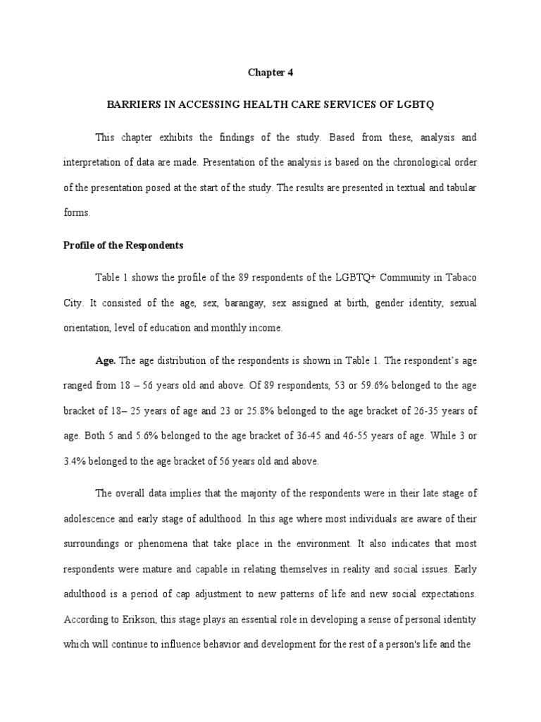 Barriers in Accessing Health Care Services of LGBTQ Chapters 4 5 | PDF ...