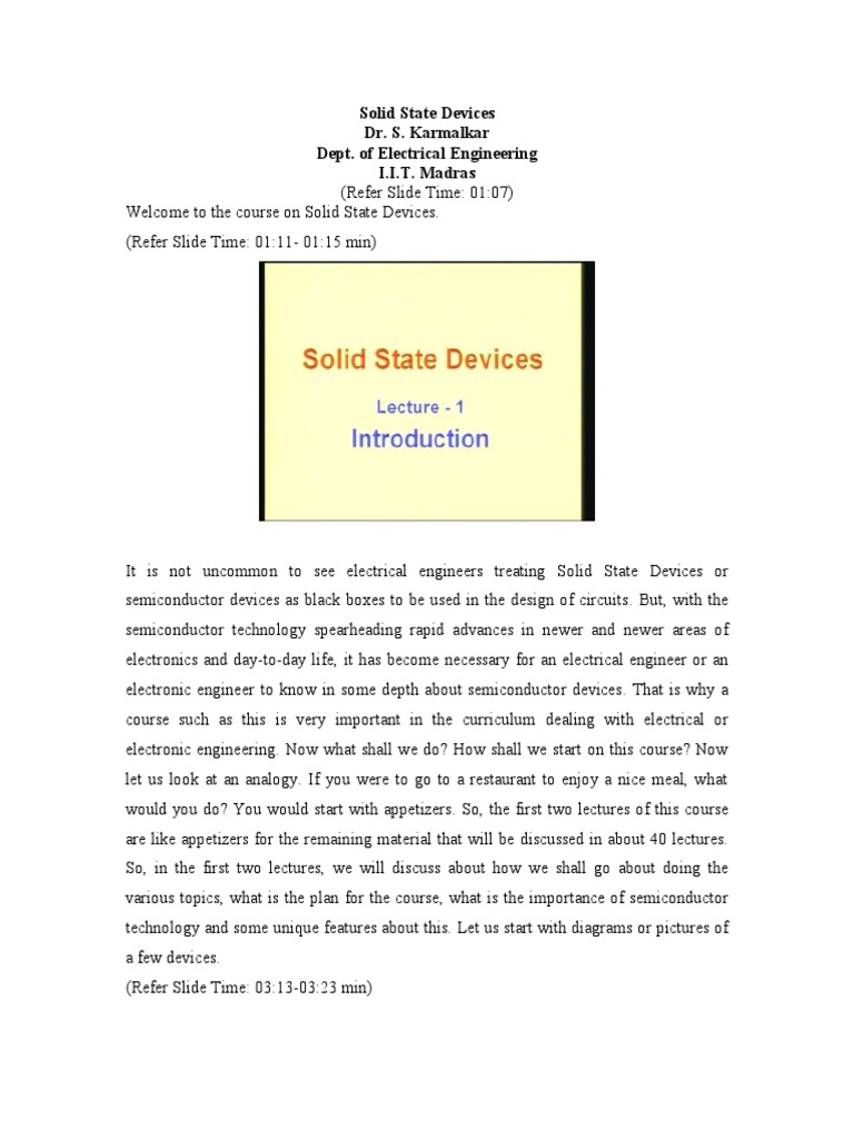 Introduction to Solid State Devices | PDF | Transistor | Bipolar ...