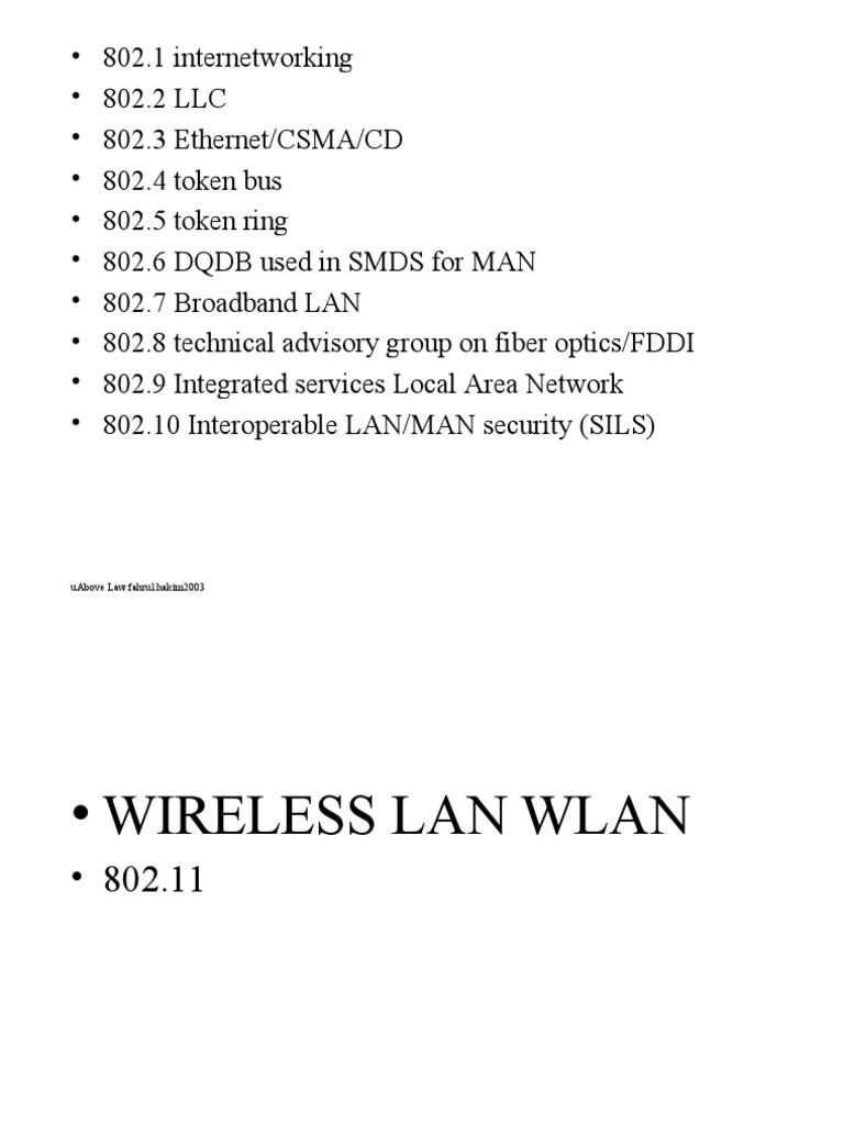 Overview of Wireless LAN Technologies | PDF | Ieee 802.11 | Computer ...