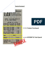 Sample of Receipt ("Proof of Purchase') : Product Purchased
