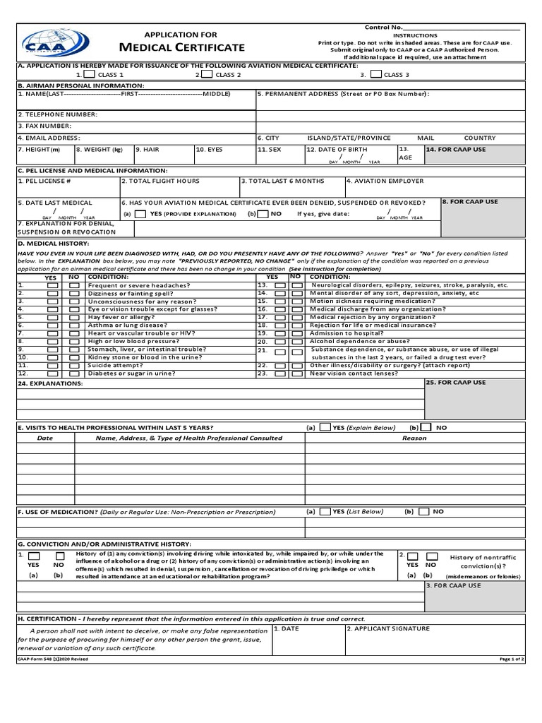 MEDICAL APPLICATION FORM Final | PDF | Substance Abuse | Clinical Medicine