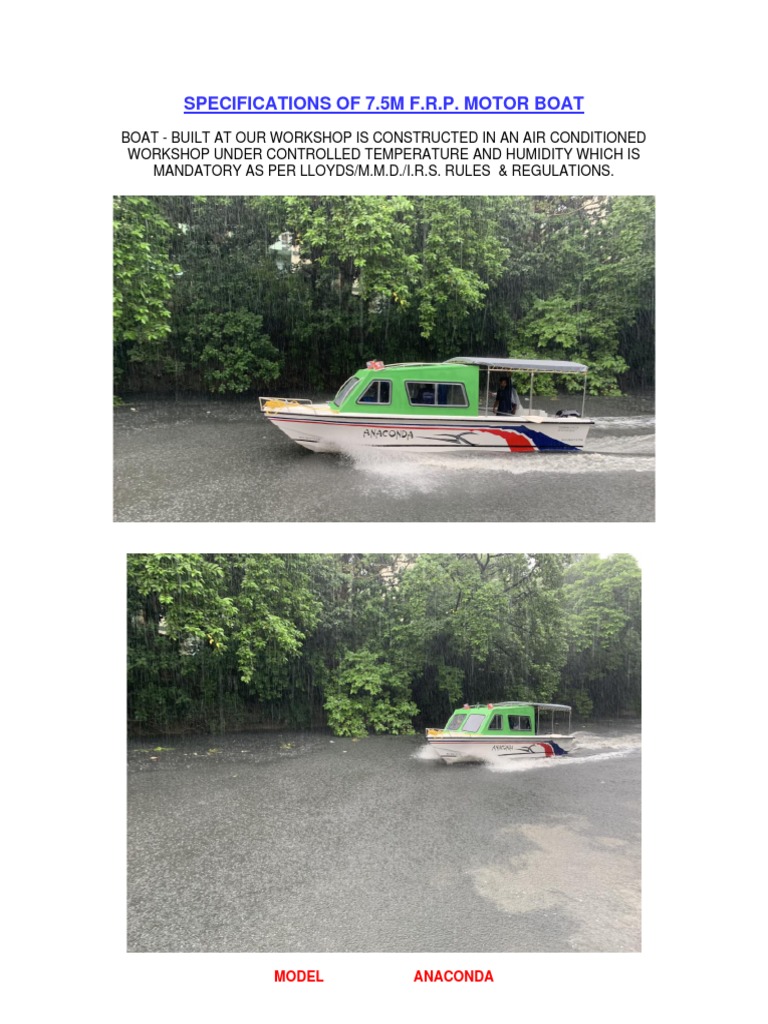 FRP Cabin Motor Boat Only Boat Irs Class Approved | PDF