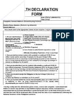 Health Declaration Form: (Buong Pangalan) (Petsa) (Oras) (Kasa/ukuyang Tirahan) : (Numero NG Telepono)