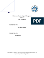Lab Report 08: Maintenance Engineering and Management (IME-454)