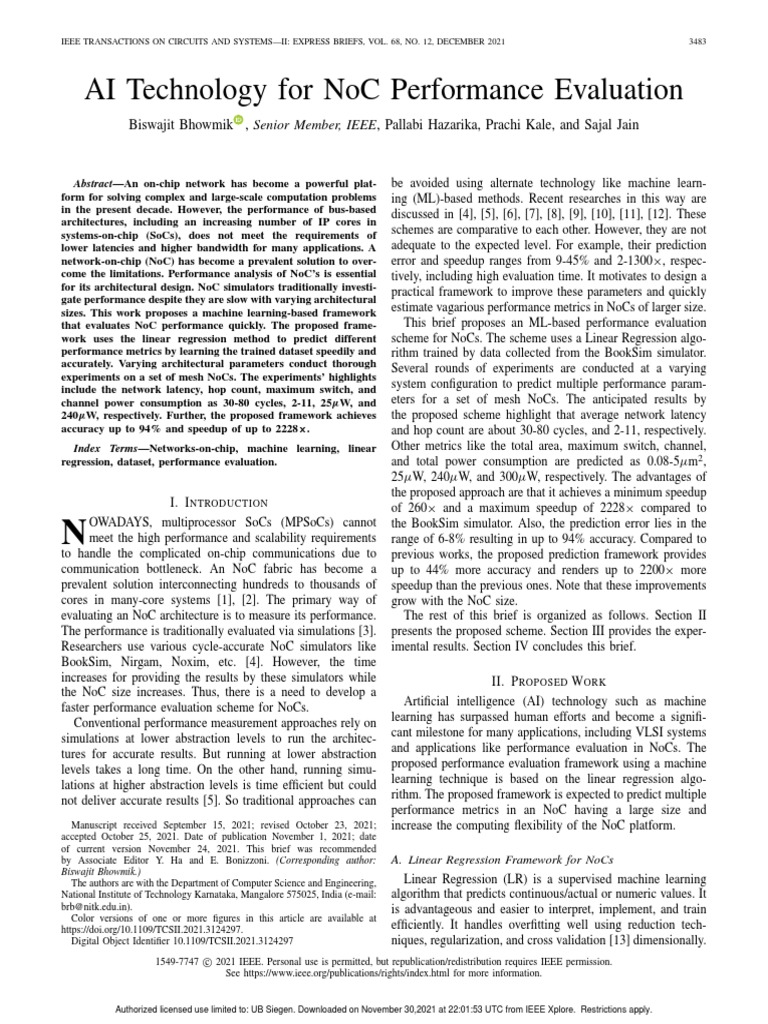 AI Framework for NoC Performance Evaluation | PDF | Mean Squared Error ...